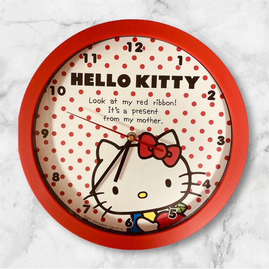 レア！当時物 ハローキティ 壁掛け時計 赤 レトロ2008年 - メルカリ