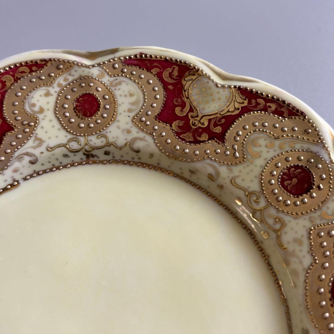 英国製アンティーク 1880年代 ロイヤルウースター 深紅と盛上げ金彩