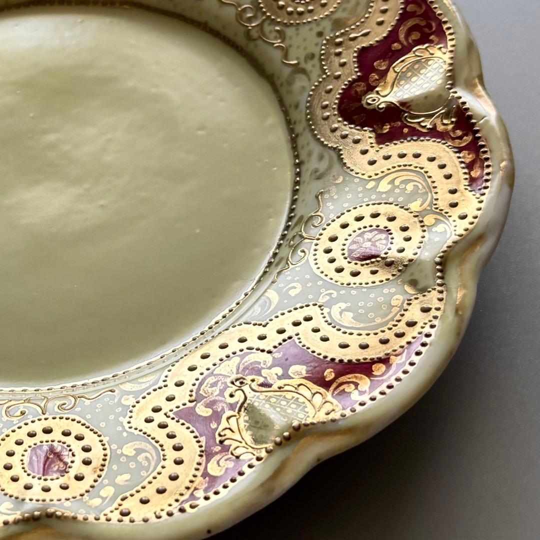 英国製アンティーク 1880年代 ロイヤルウースター 深紅と盛上げ金彩