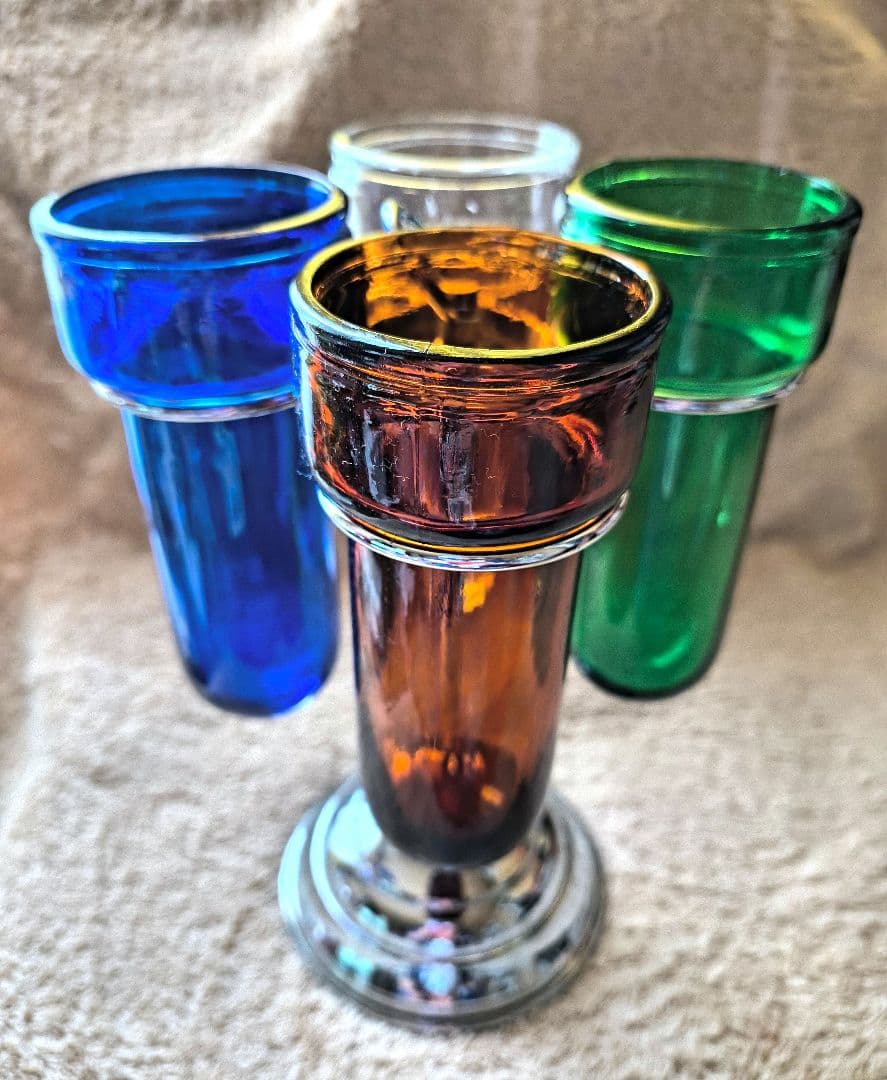 医療器具 昭和レトロ ガラス シカン瓶 回転式シカン瓶スタンド 4色