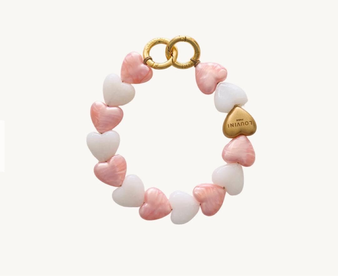 LOUVINIハンドストラップ　PETIT CUORE　PINK-WHITE LOUVINI】ハンドストラップ PETIT CUORE PINK-WHITE - メルカリ