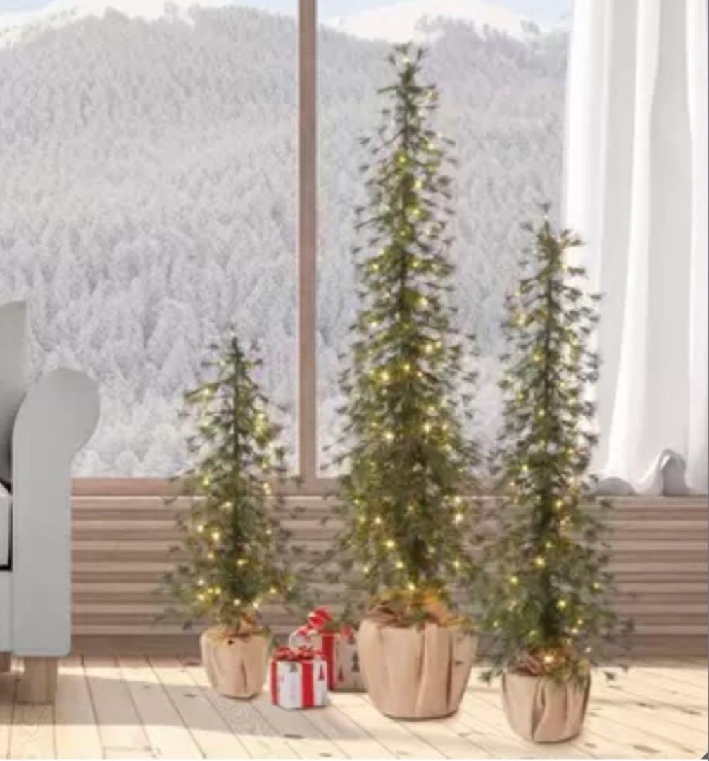 コストコ 人気完売商品 クリスマスツリー LED付アルパインツリー 3点