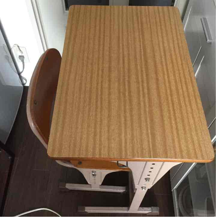 みかジ☆中古品 レトロな学校机と椅子 2セット アイリスチトセ 学校机椅子セット 旧JIS固定式 机エコールN800-STG