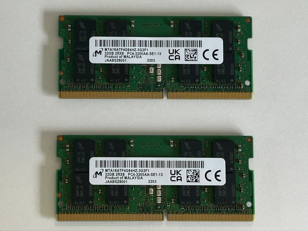ノートPC用メモリー Crucial DDR4-3200 32G×2枚＝64GB - メルカリ
