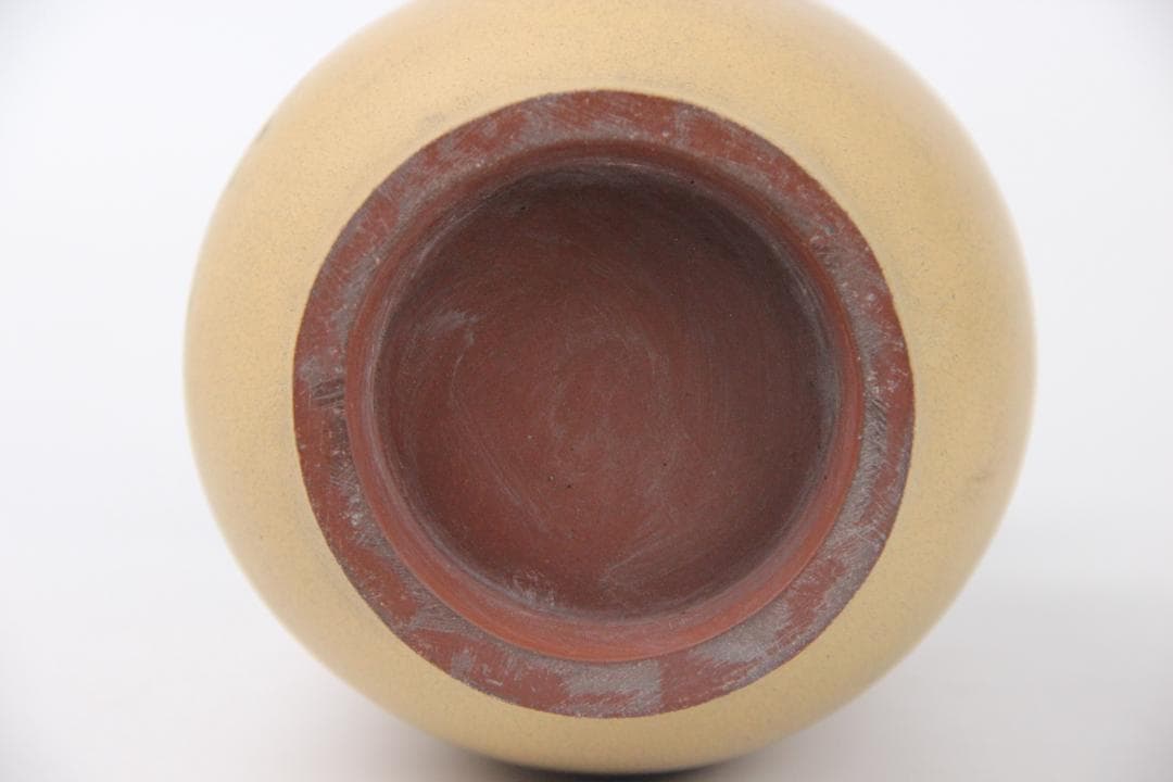 中国 宜興紫砂 段泥 松鳥図 寿峰写 刻絵 花瓶 宜興工芸 花器 Eo21-14