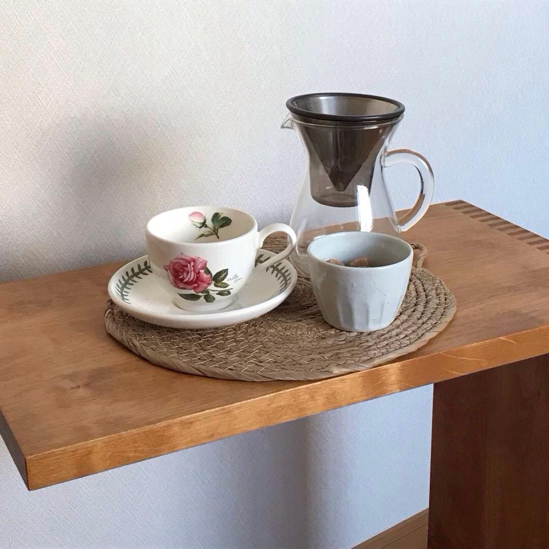 コの字 サイドテーブル キャスター付 木製 和モダン ベッドサイド