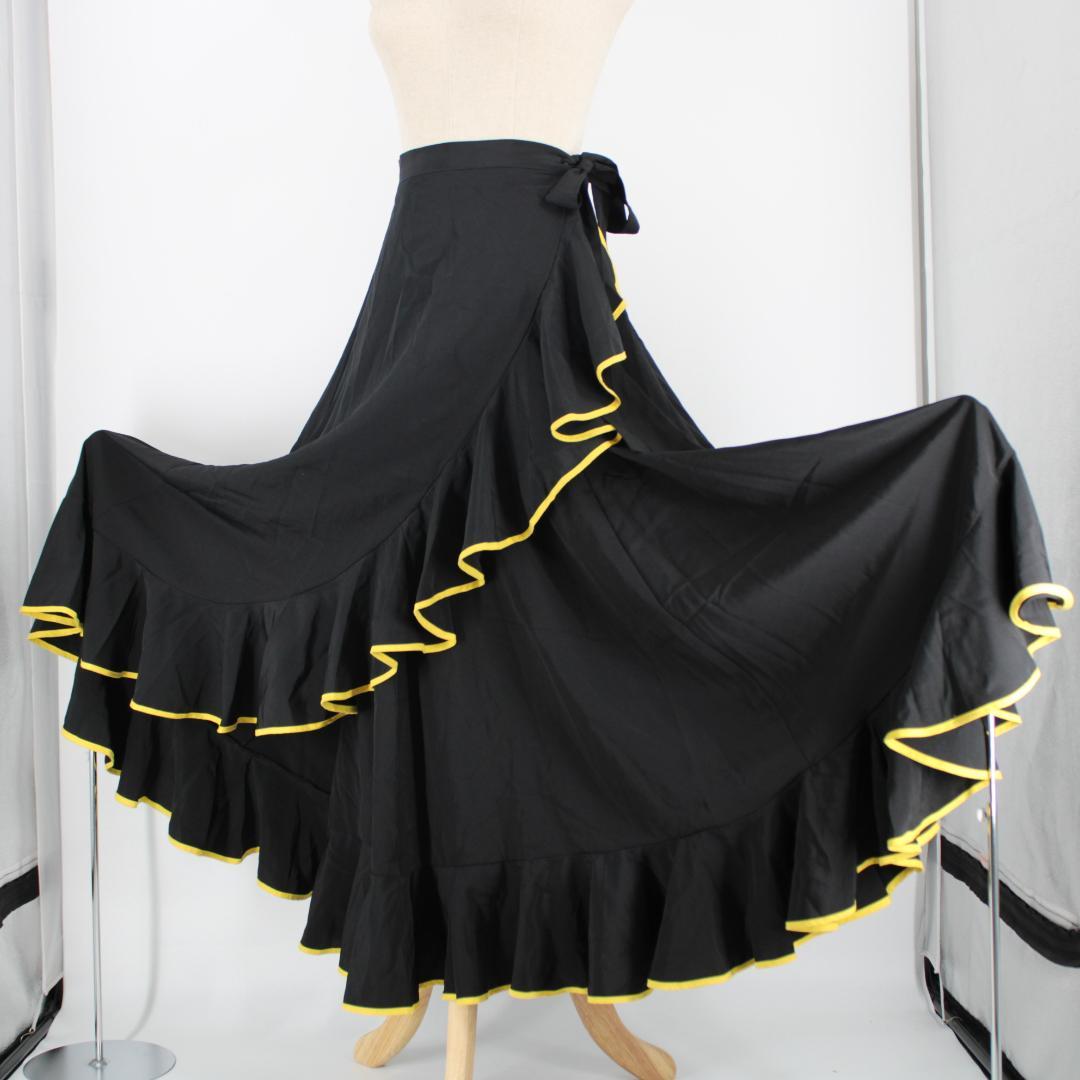 フラメンコ衣装】ブラック ファルダ 巻きスカート ラップスカート 黒