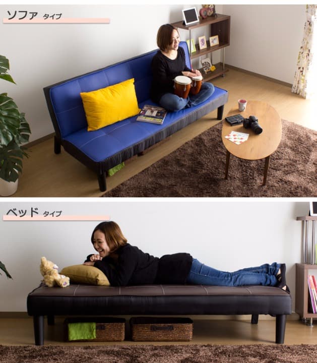 メルカリ最安値☆ スウェード の 肌触り 3人 掛け ソファーベッド