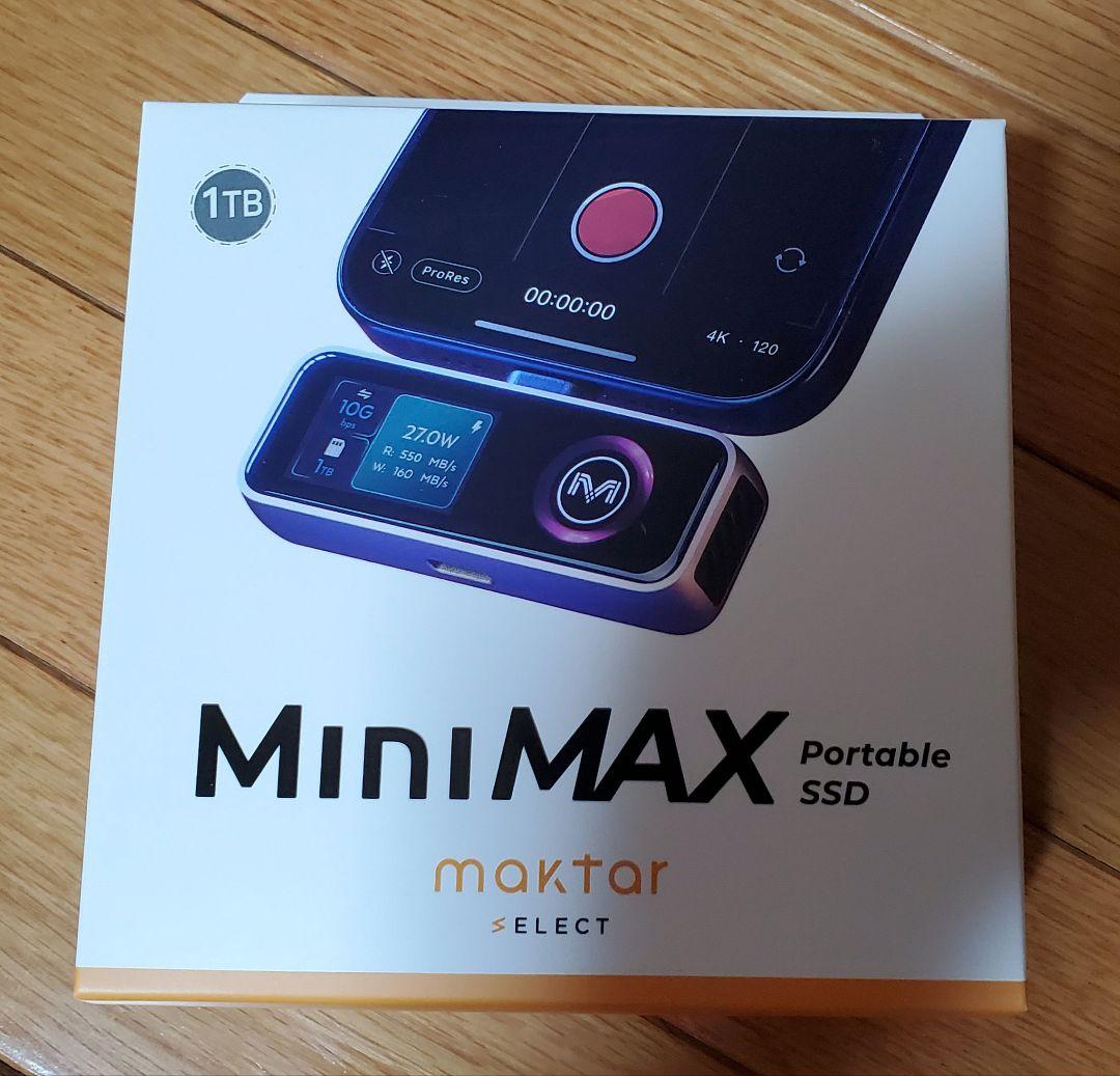 【新品未開封】MiniMAX Portable SSDメモリ 1TB　高速大容量 超コンパクト、大容量、超高速データ転送、ProRes動画の直接保存対応