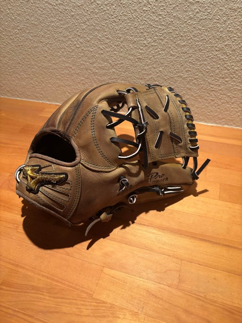 【即戦力】ミズノプロ 硬式 内野手用グローブ　波賀　全紐交換・メンテ済み 平裏刺繍1円】2026モデル ミズノプロ 硬式 グローブ グラブ 内野手用