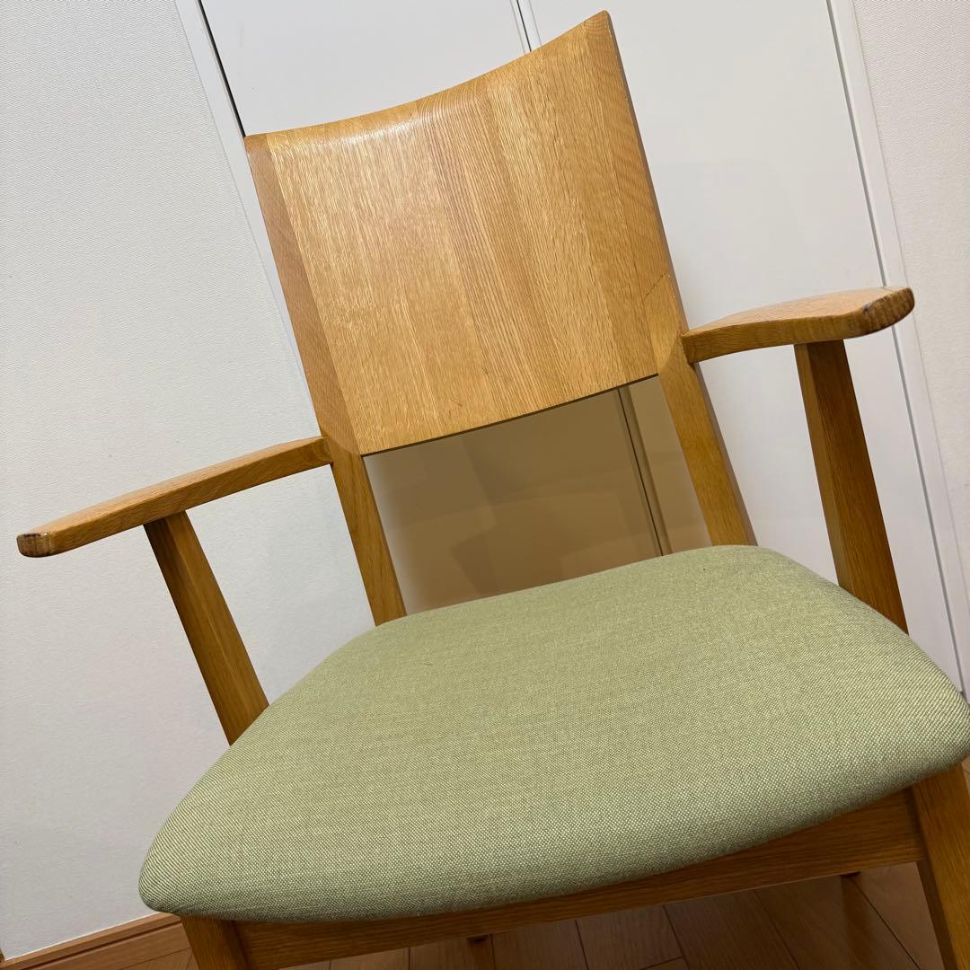 【送料無料】日進木工1脚 高級アームチェア グリーン美品 座り心地抜群 日本製 飛騨高山の家具メーカーnissin(日進木工)のWHITE WOOD(ホワイトウッド