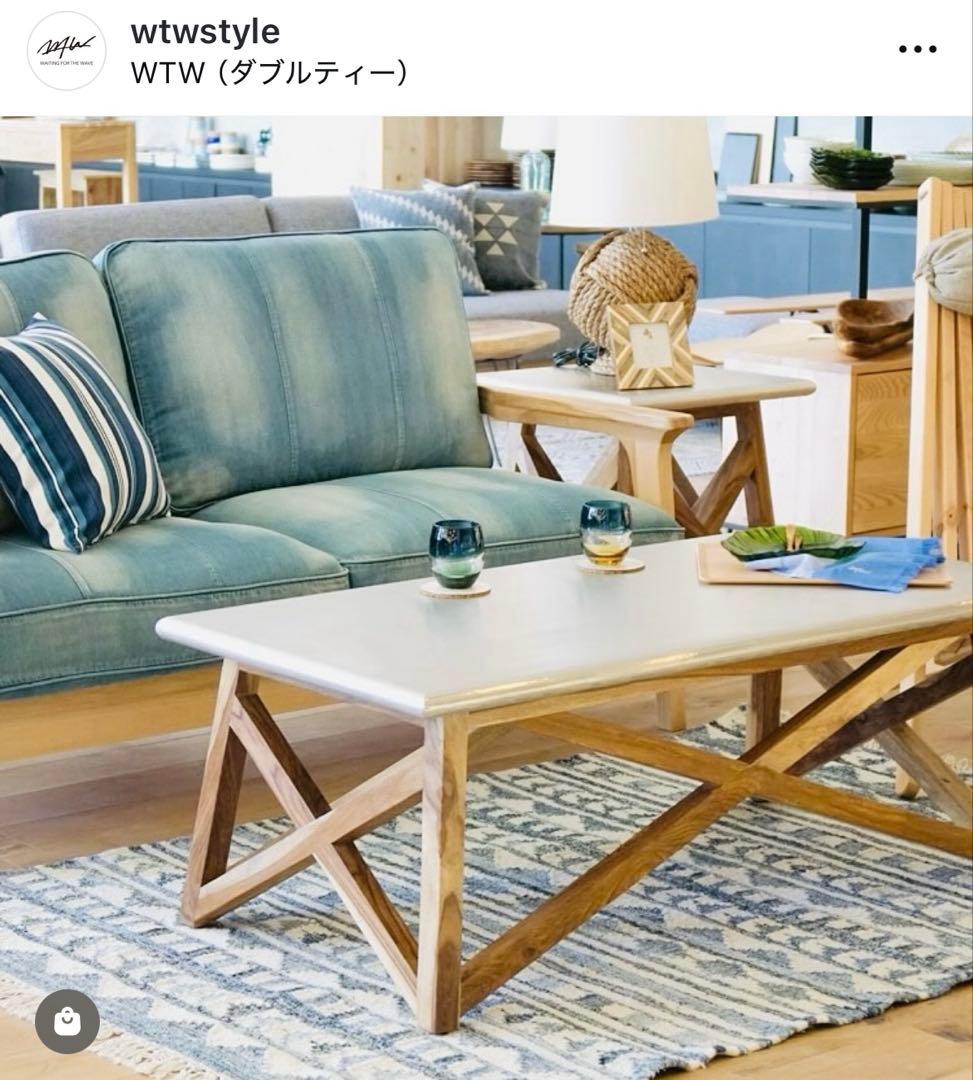 限定セール！廃盤品！WTW MAVERICKS COFFEE TABLE WTW (ダブルティー) コーヒーテーブル ホワイト×ナチュラル 104