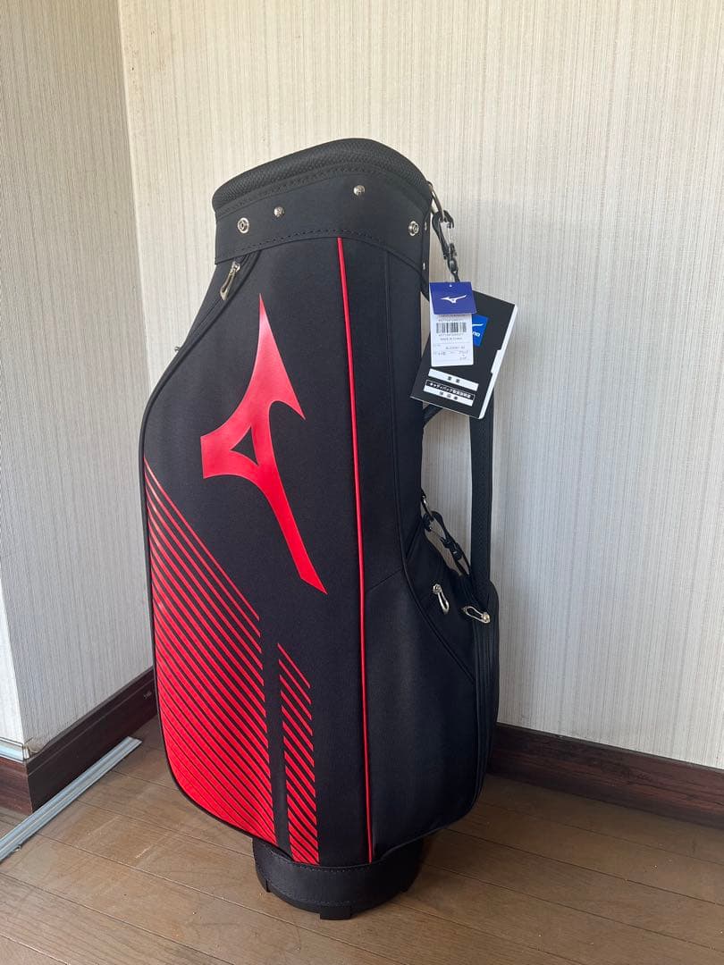 Mizuno キャディバッグ 黒/赤 ストライプ - メルカリ