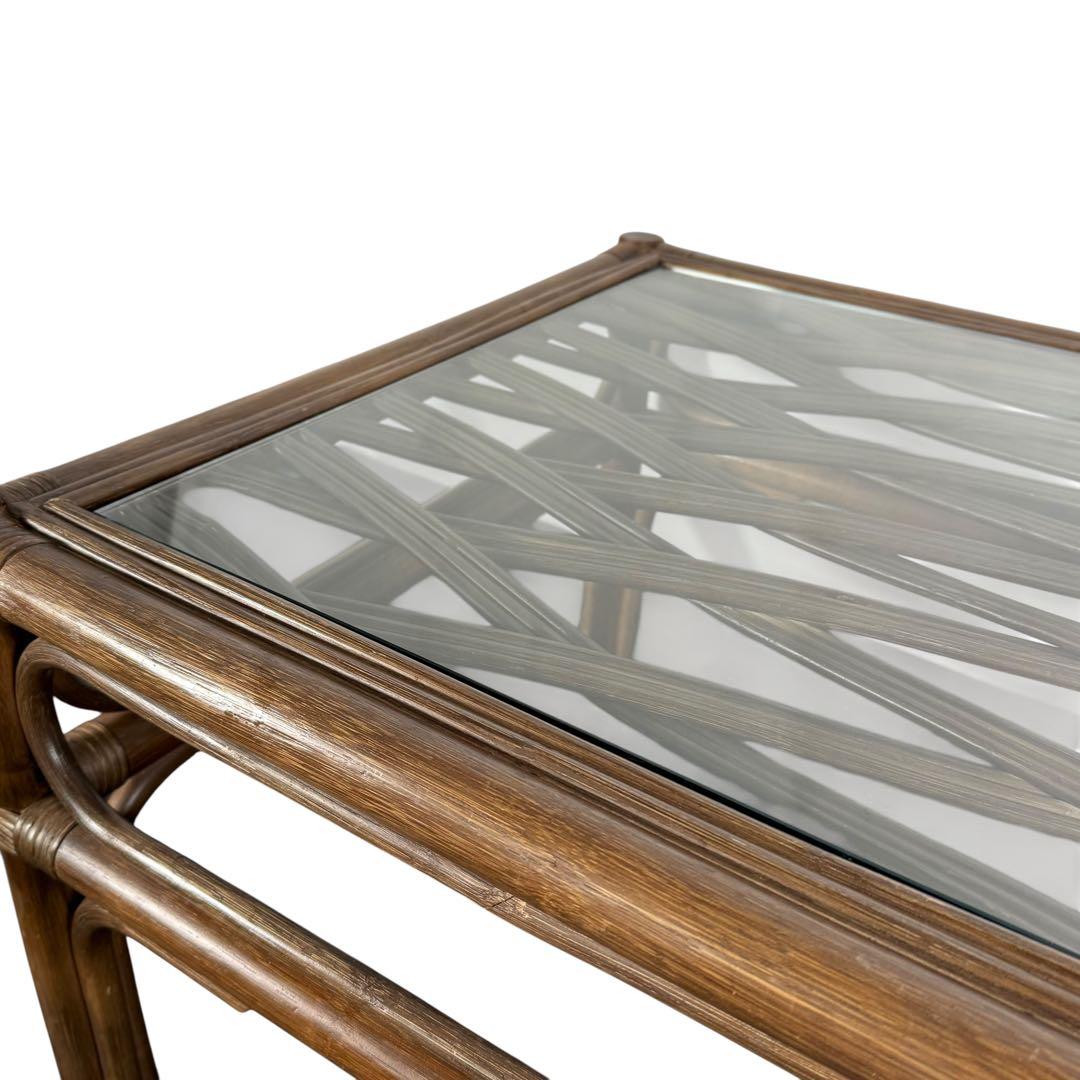 KZ035 【希少デザイン】コスガ kosuga ラタン籐 ガラステーブル - メルカリ