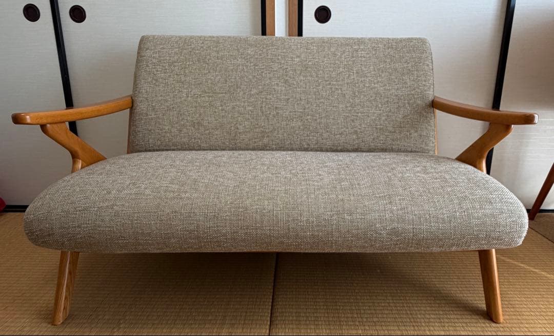 廃盤　unico◆ウニコ◆FIVE◆2シーターソファー/二人掛け UNICO (ウニコ) 2人掛けソファー ナチュラル×グレー KIRP covering