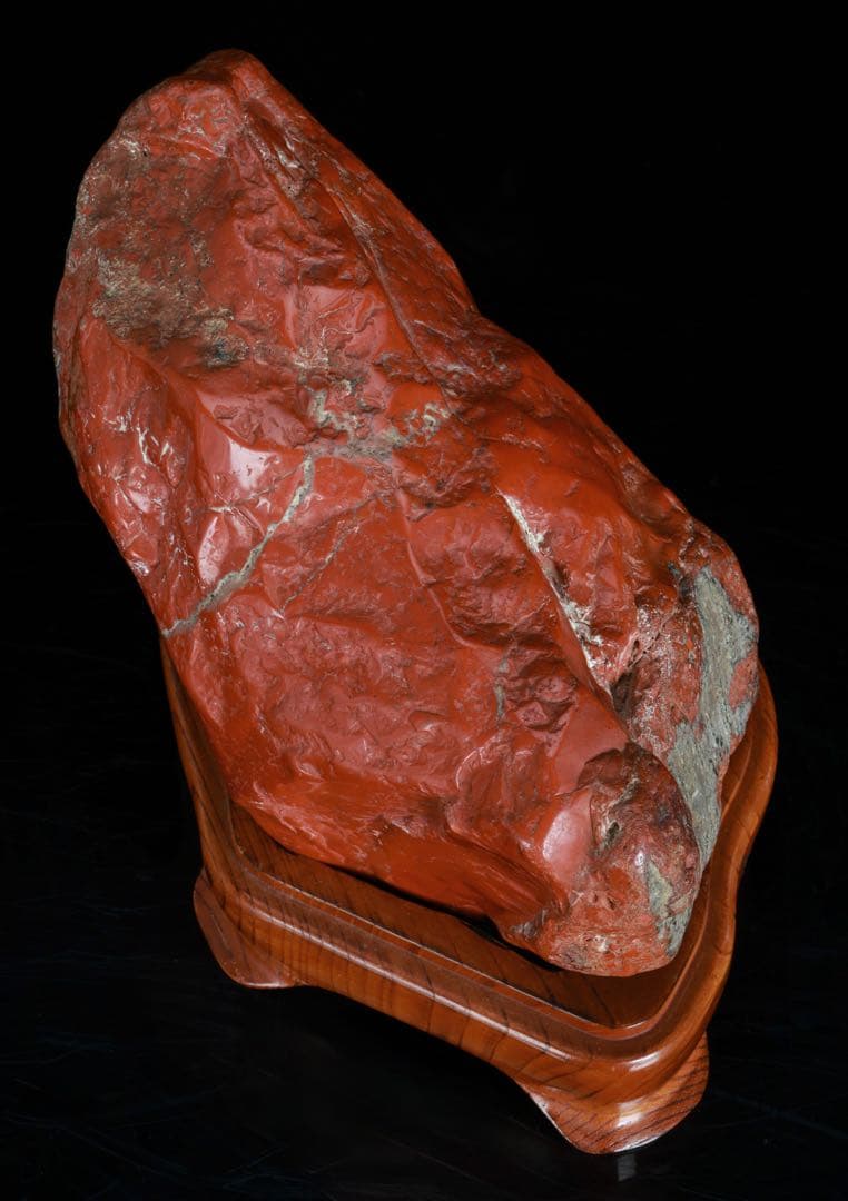 佐渡 赤玉石 赤石 碧玉 台座付 6.4kg 水石 鑑賞石 天然石 盆石 飾石