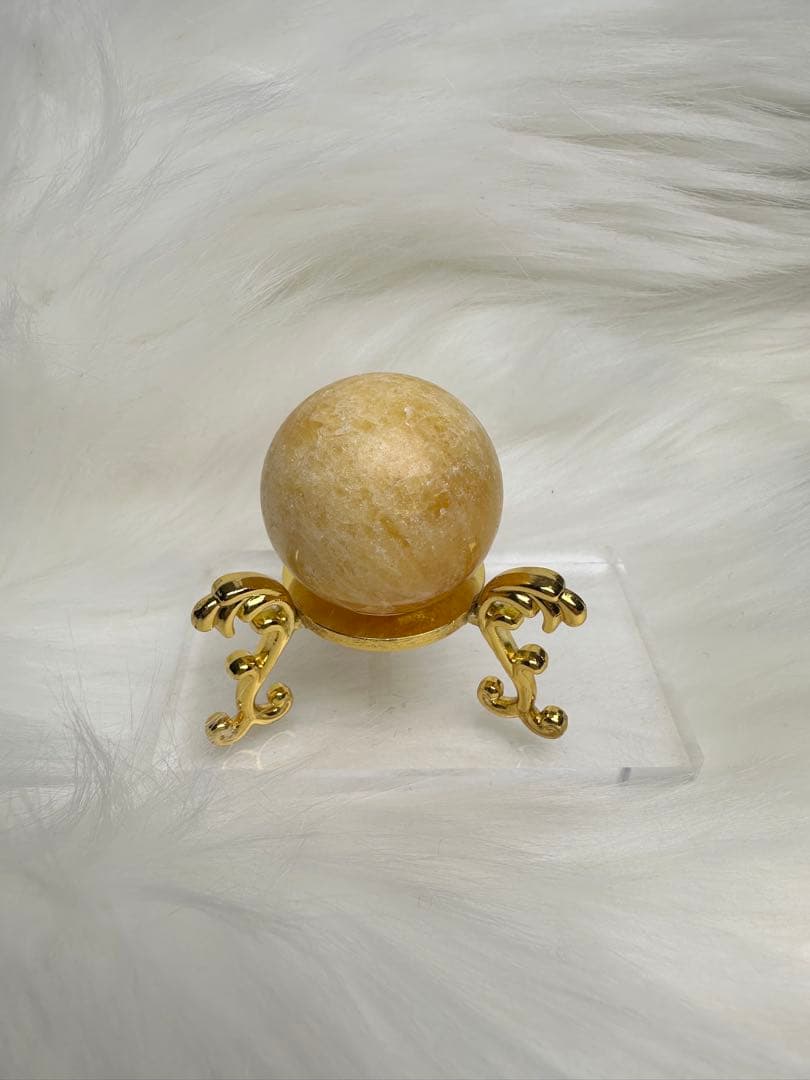 天然 ハニーカルサイト スフィア 丸玉 蜂蜜色 カルサイト 天然石 722