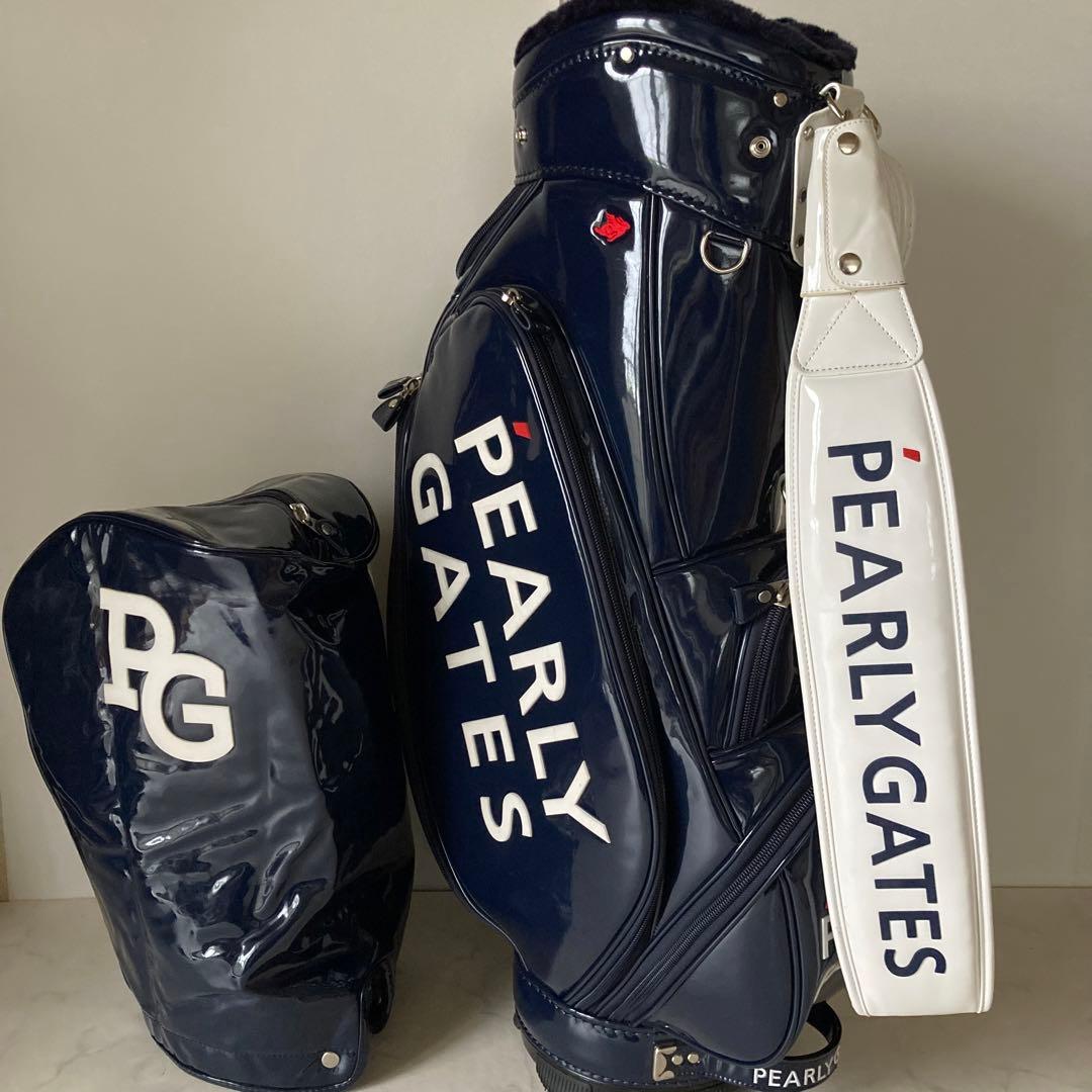 ⛳️美品 ユニセックス パーリーゲイツ エナメルキャディバッグ紺