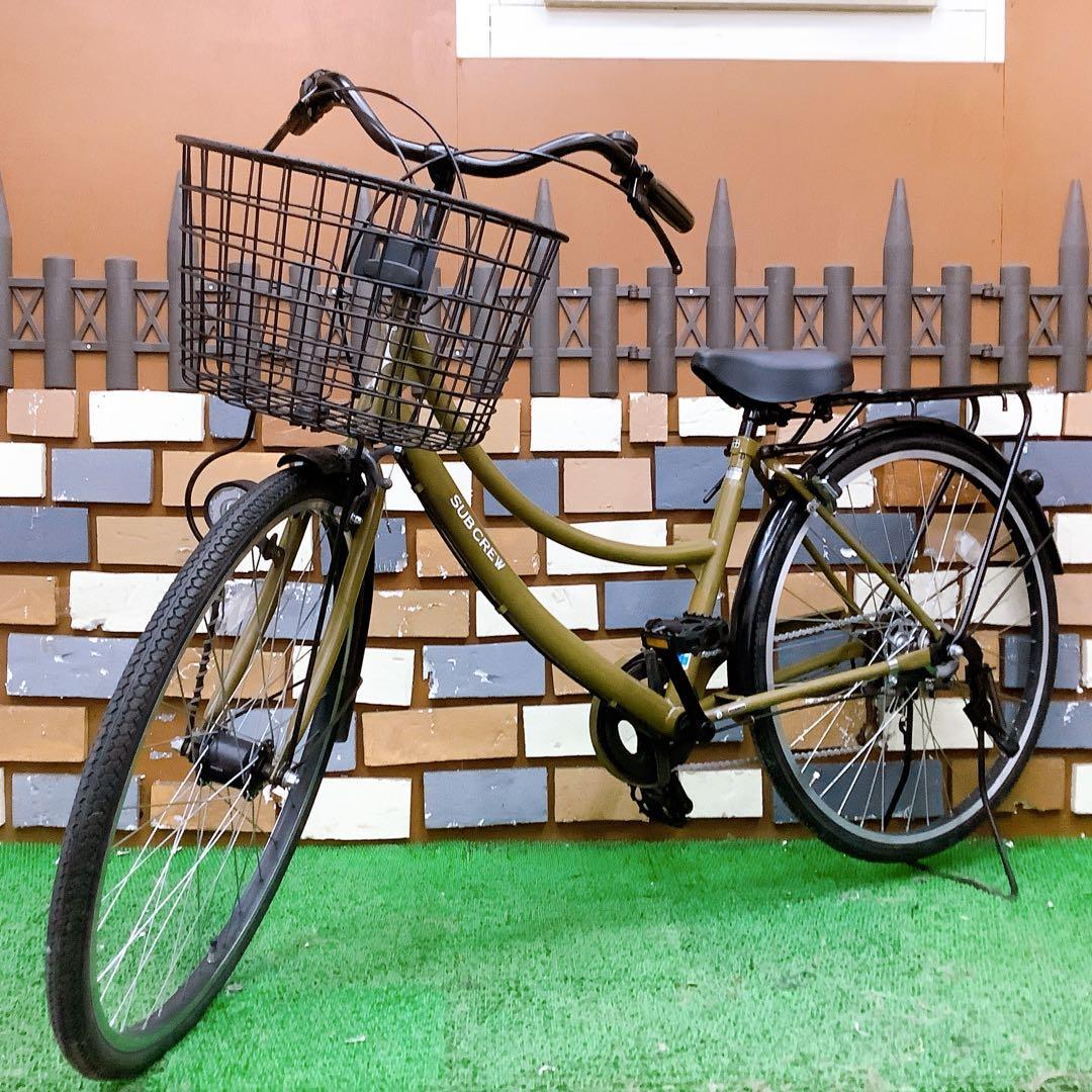 引き取り価格ママチャリ SUBCREW サブクルー カーキ 26インチ 変速付き