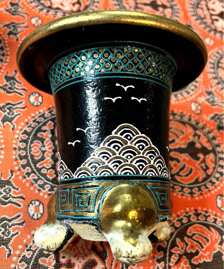 専用！ ー万年青鉢ー 龍山作獅子図 波千鳥 3.8号 京楽焼 蘭鉢 2点