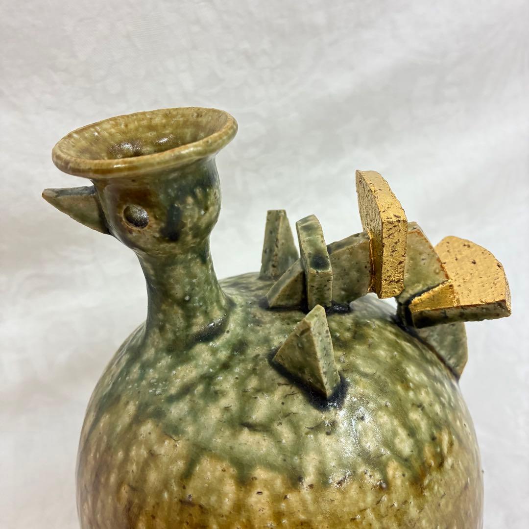 作家物 永見鴻人作 鳥 花挿 花瓶 一輪挿し 飾り壺 ヴィンテージ 桐