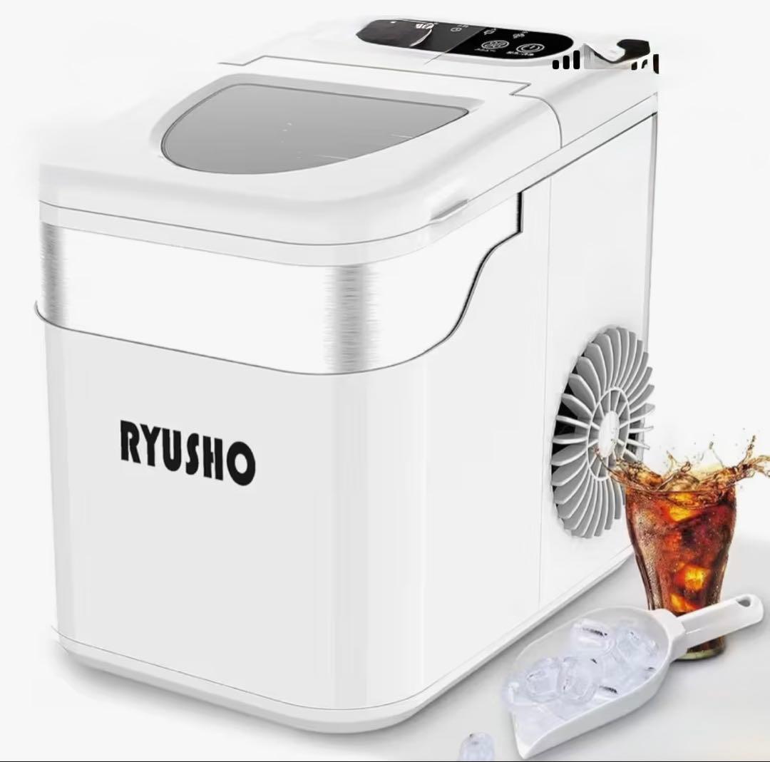 RYUSHO 製氷機 コンパクト ホワイト 製氷機 製氷機家庭用 小型高速製氷機 コンパクト自動製氷機 最短6分で
