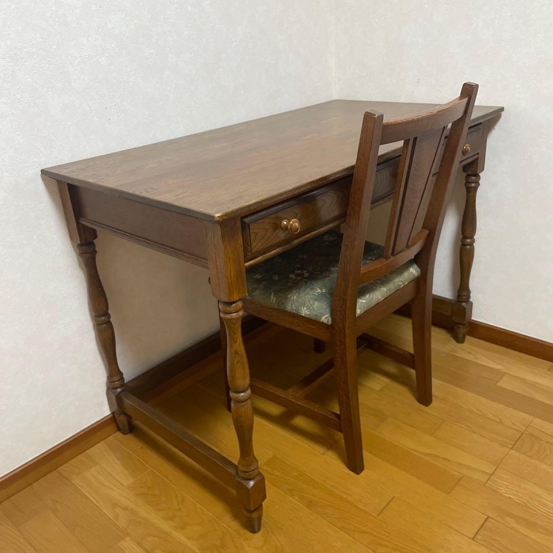 美品】葉山ガーデン 葉山家具 クラシック ナラ材 一枚板 学習机 デスク