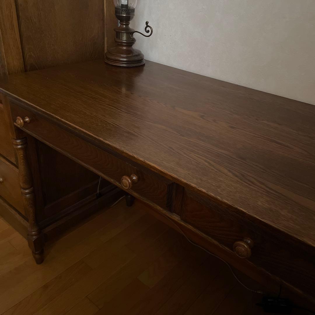 美品】葉山ガーデン 葉山家具 クラシック ナラ材 一枚板 学習机 デスク