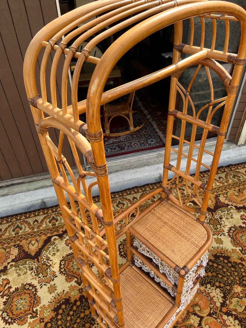 籐 ラタン ハンガーラック チェスト インテリア 昭和レトロ 当時物