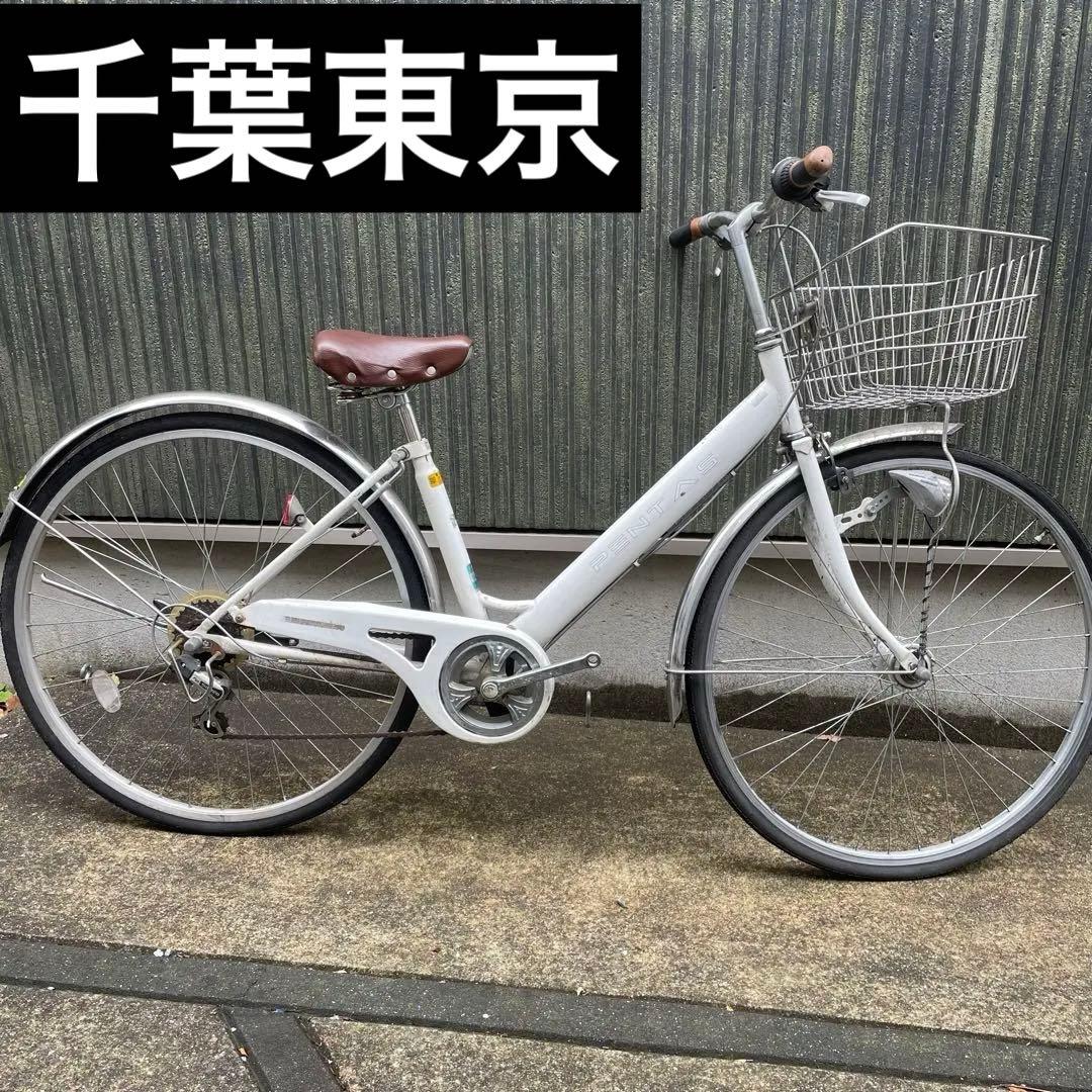 都内/千葉市引取】自転車27インチ 6段変速/カゴ/鍵/オートライト付