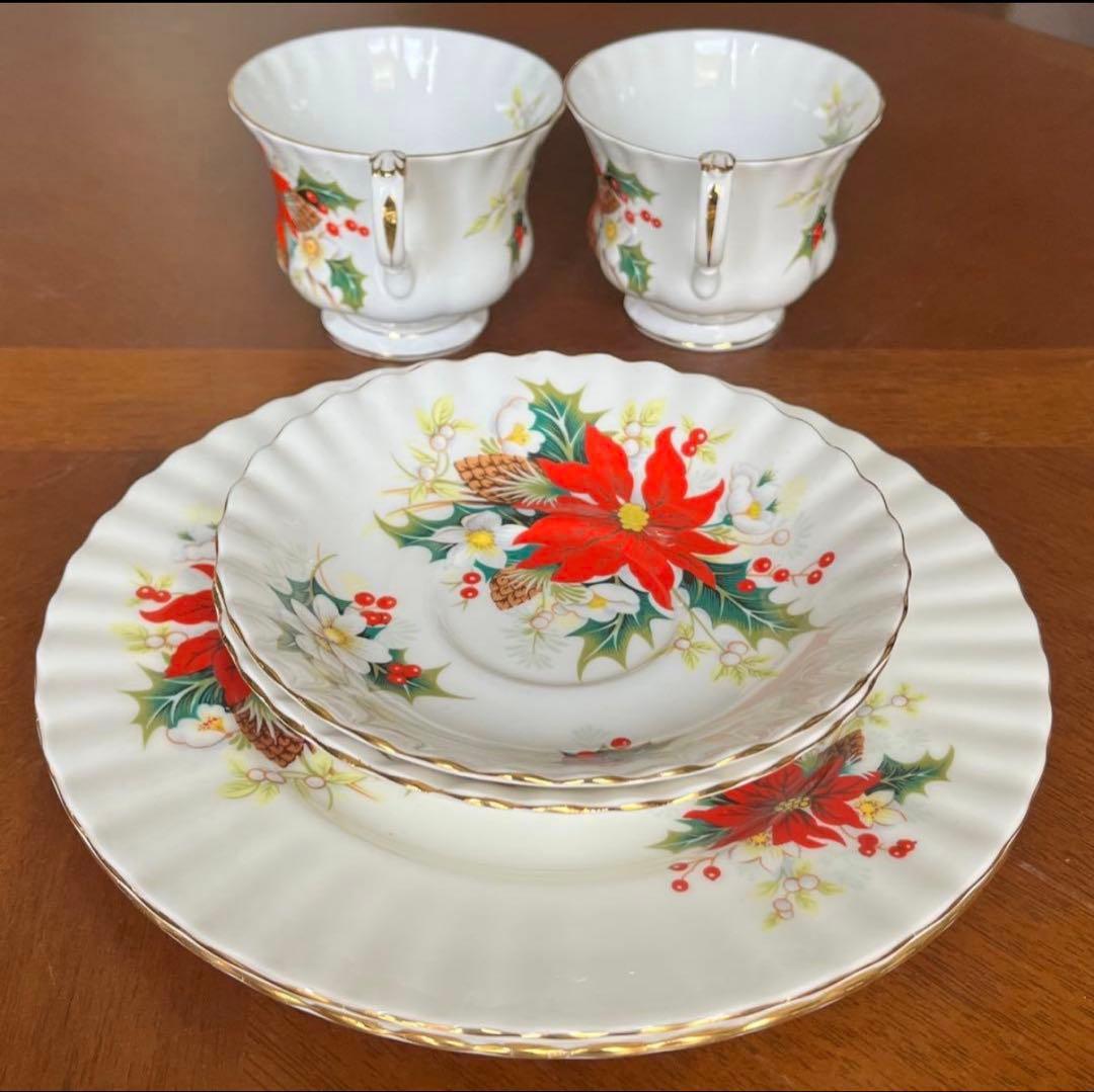 レア美品】ロイヤルアルバート☆ポインセチア☆トリオペア（パターンA）
