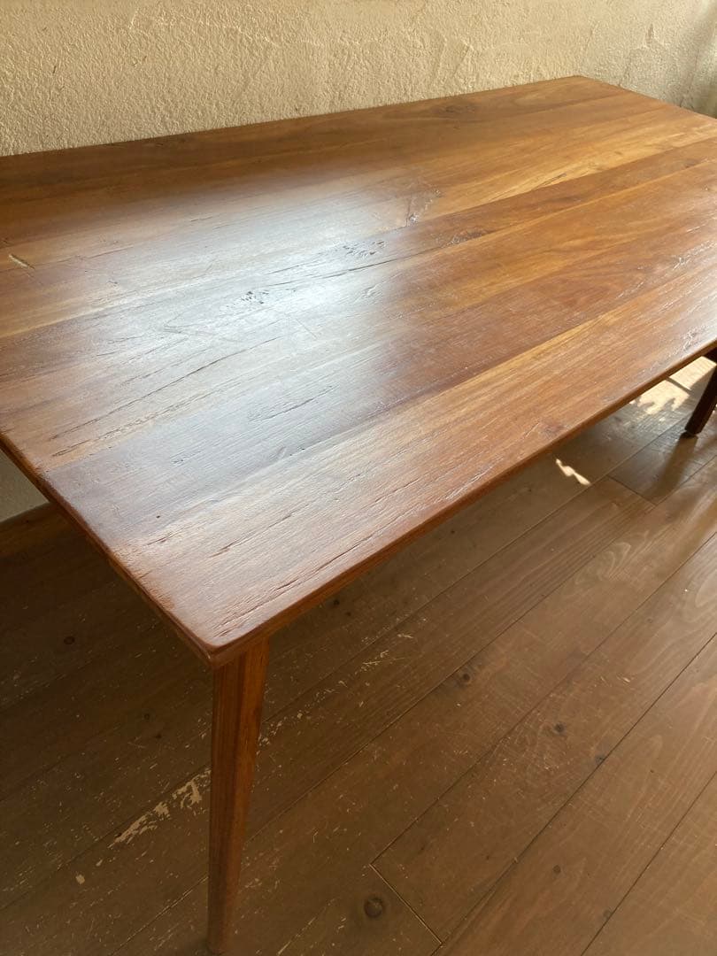 チーク材　ダイニングテーブル　6人掛け　オイル仕上げ　ヴィンテージ アンティークチーク 6人掛けダイニングテーブル - アンティーク家具