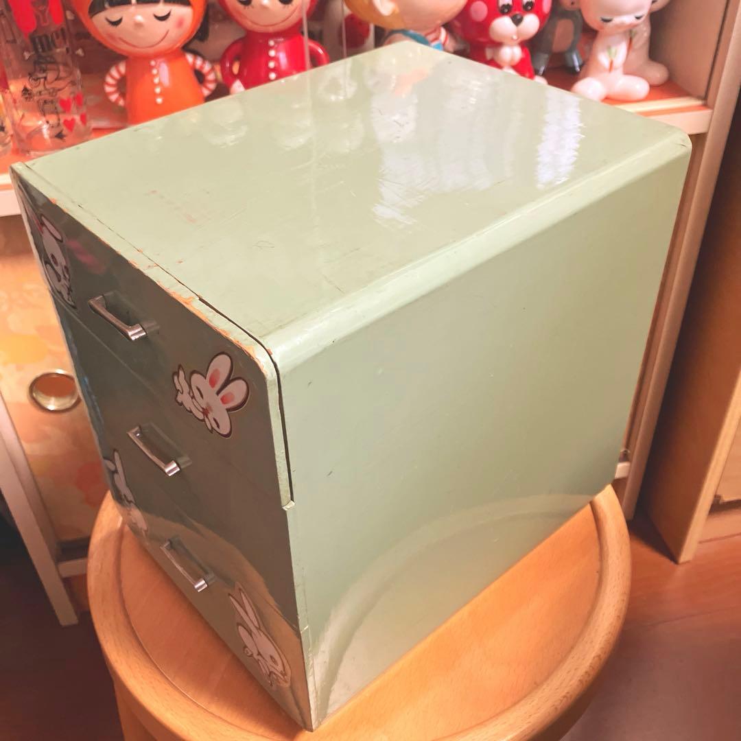 昭和レトロ レトロポップ ミントグリーン 小引出し 木製 小物入れ 3段