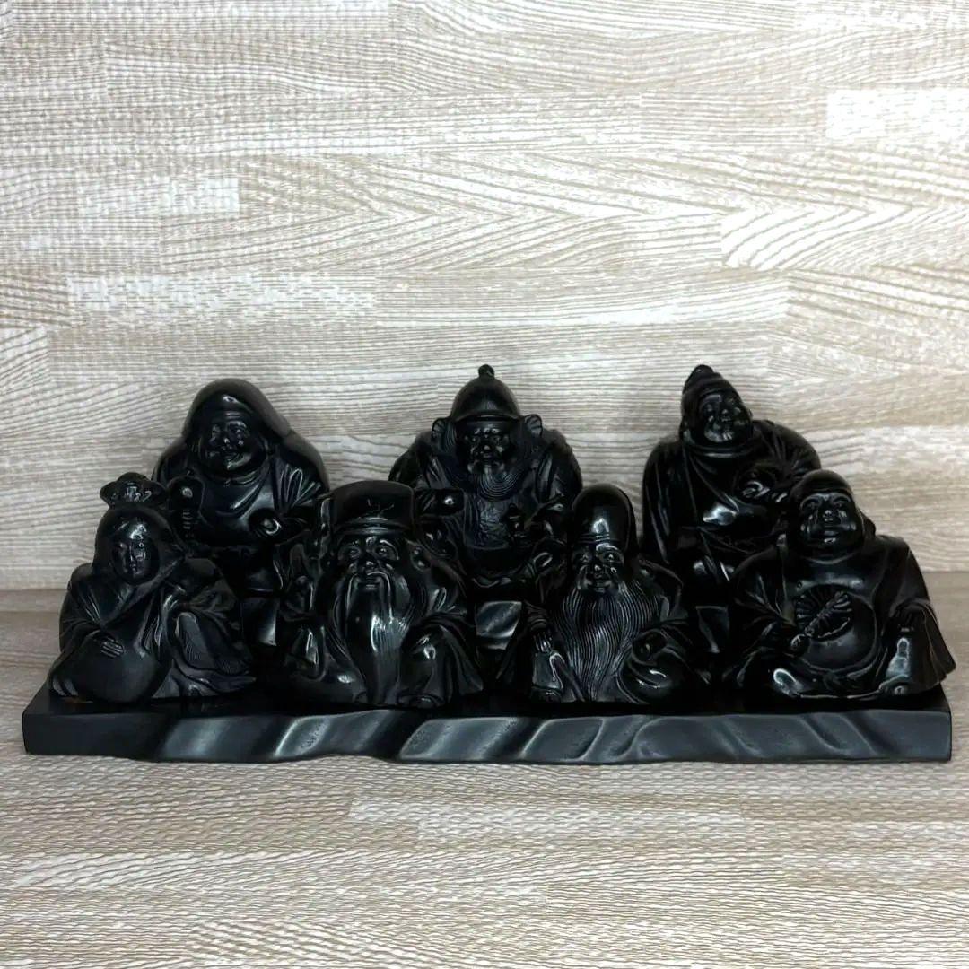 縁起物】那智黒石 七福神 像 黒曜石 置物 インテリア - メルカリ