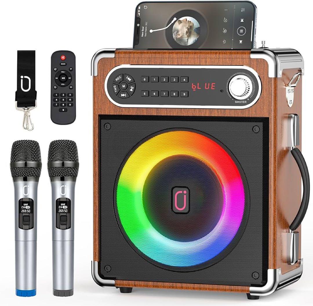 スピーカーセット 拡声器 ワイヤレスマイク２本 Bluetooth 5.0高低音 スピーカーセット 拡声器 ワイヤレスマイク2本 Bluetooth 5.0対応 高