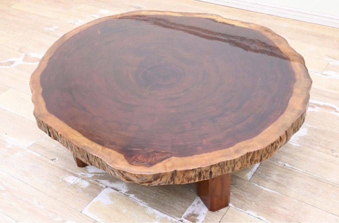 木製円形座卓 ダークブラウン - メルカリ