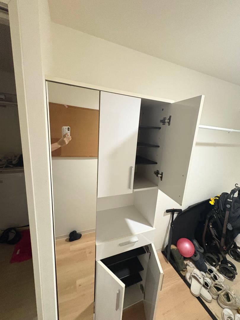 ドンナー スリムシューズボックス150 ホワイト木目