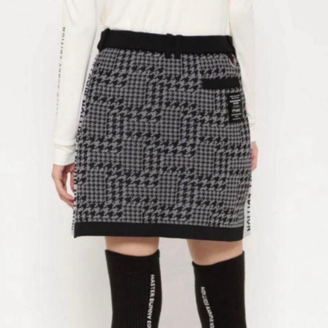 マスターバニー14G 天竺度詰めジャガード千鳥柄スカート黒×グレー