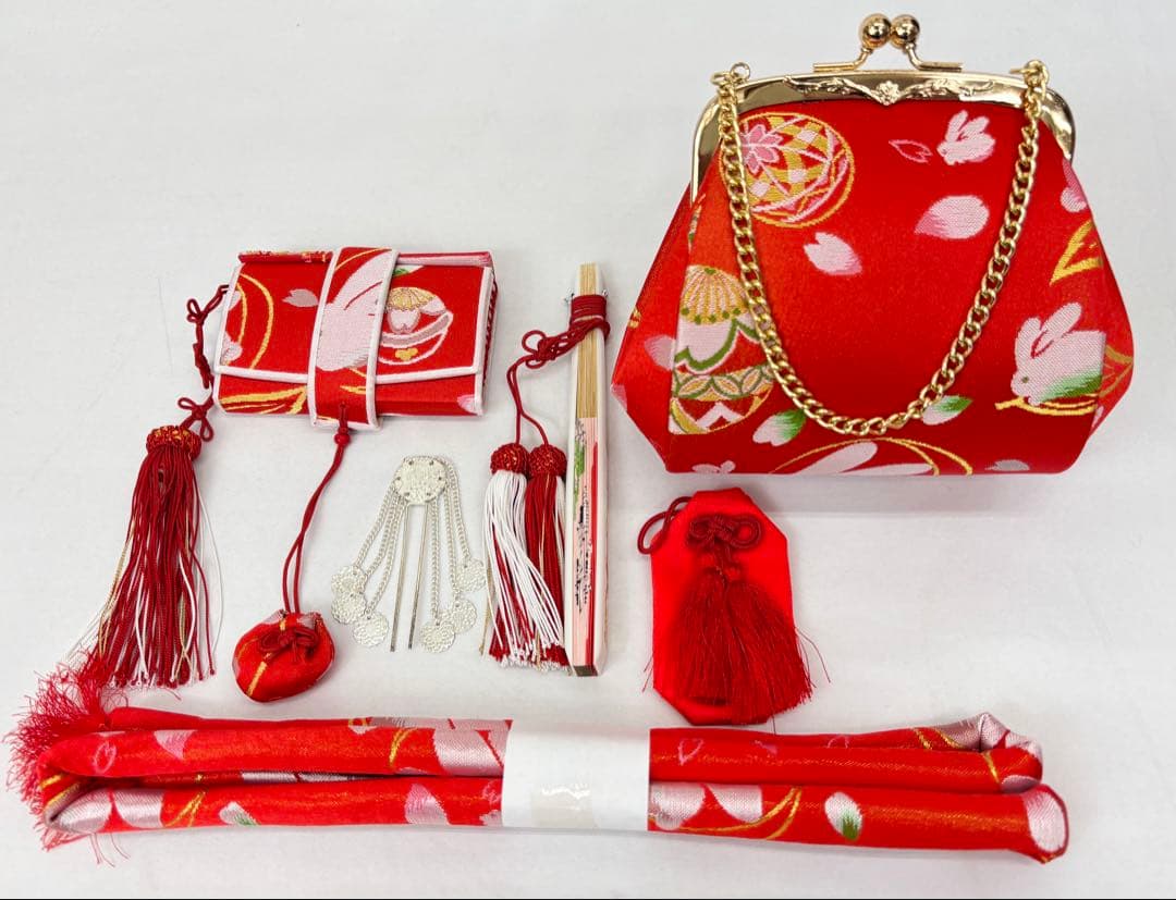 七五三　女の子　はこせこセットM　帯揚げ・しごき付き《子供497》#江戸小もーん