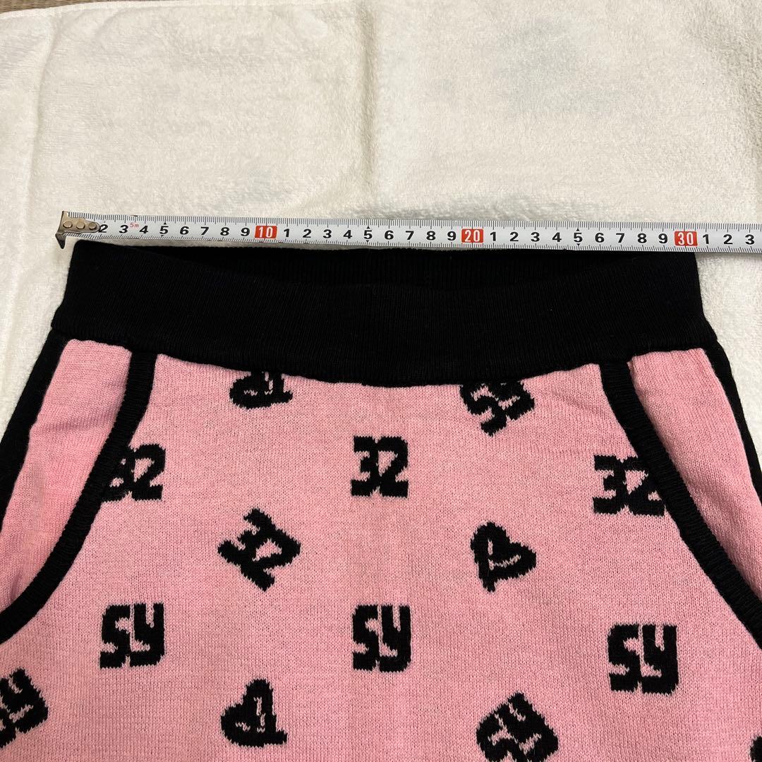 SY32 ニットスカート ピンク/黒