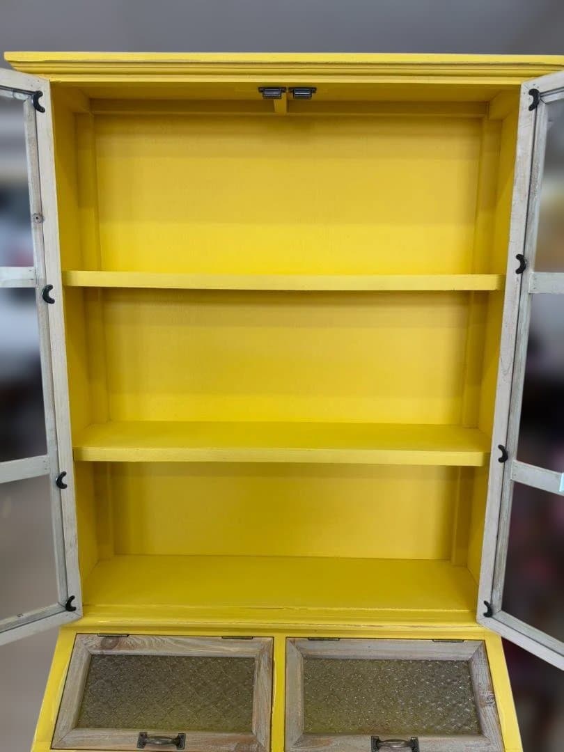 カントリー ガラスキャビネット コレクションラック レトロ 棚