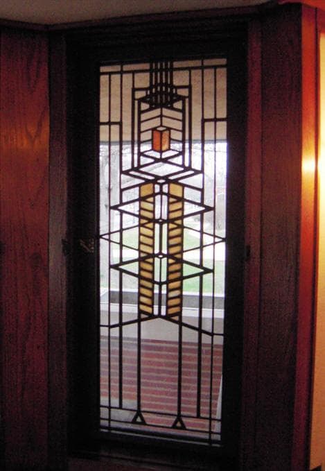 フランク・ロイド・ライト 財団 ヴィンテージ ステンドグラス 縦長