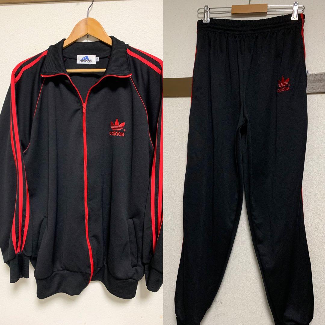 adidas アディダス ジャージ 上下セットアップ XL ブラック レッド