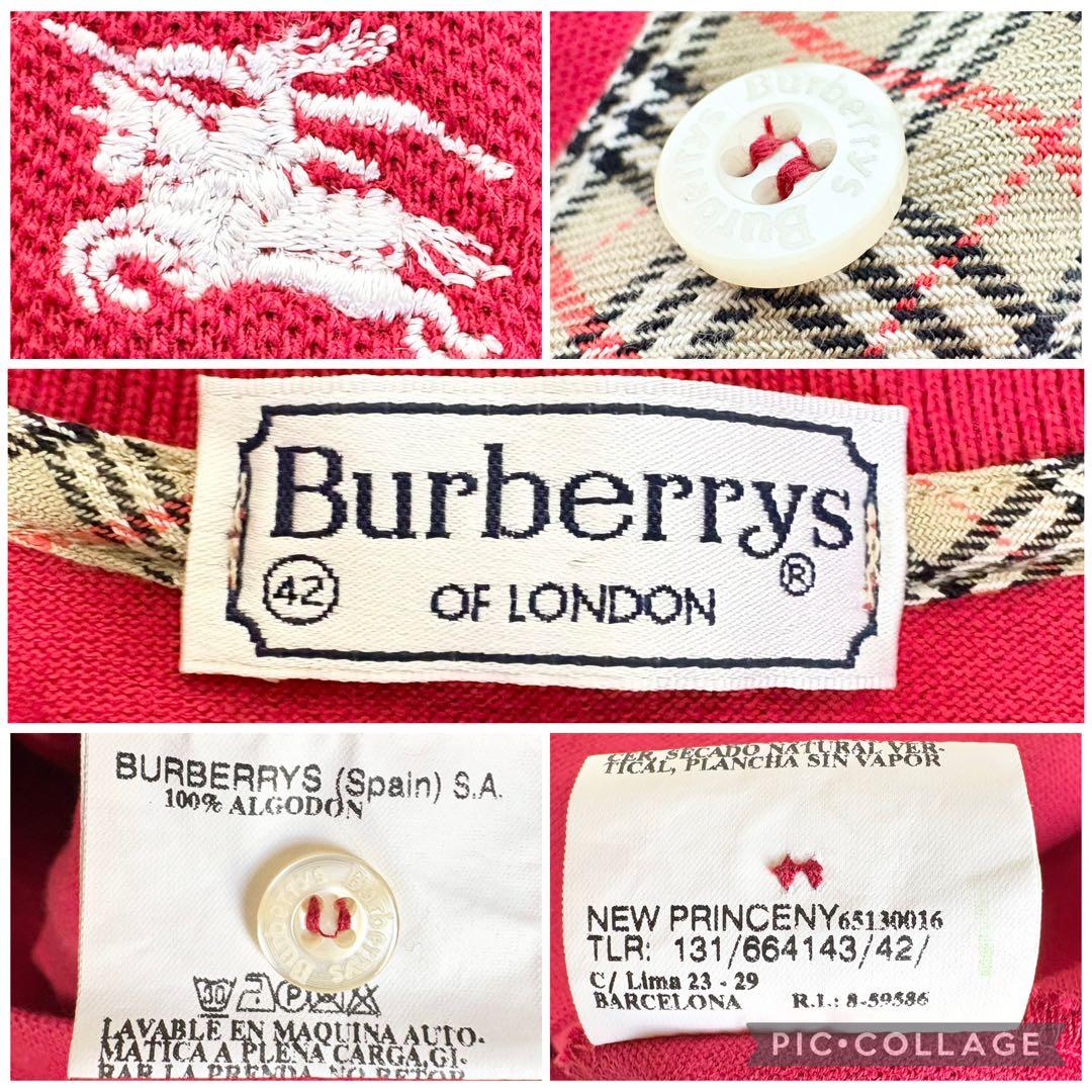 バーバリーズ ノバチェック ポロワンピース 赤 ノースリーブ Aライン