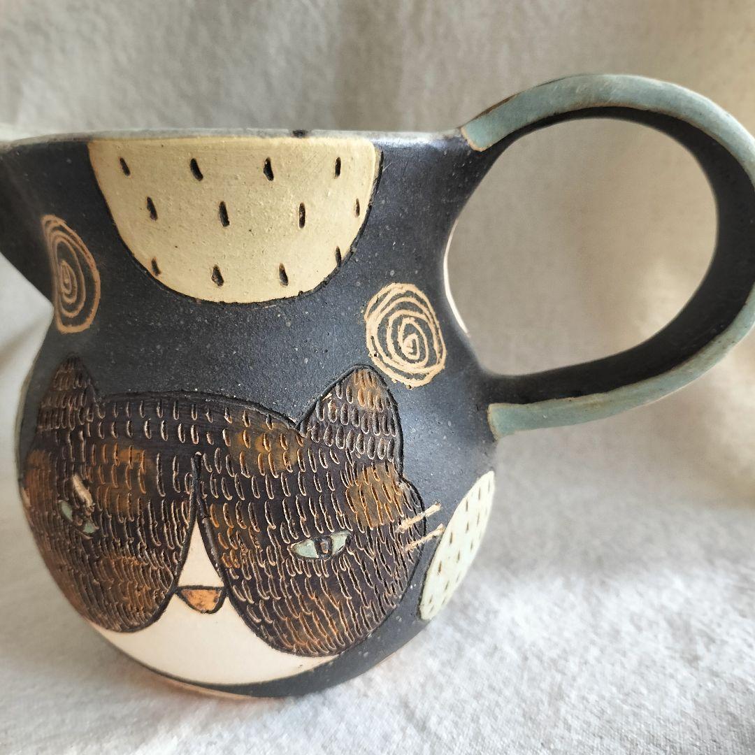 未使用☆長田恵　猫と魚　ピッチャー