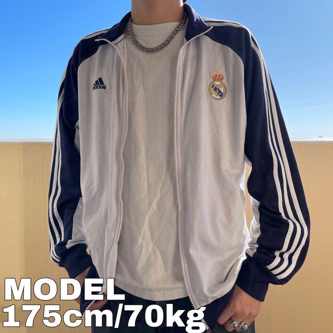 アディダス トラックジャケット レアルマドリード サッカー L 白 紺