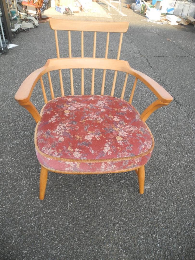 こ*う様 C15５）キツツキマークの飛騨産業　アームチェア／旧ロゴ　ヴィンテージ 飛騨産業 キツツキマーク アームチェア 木製 ウィンザーチェア