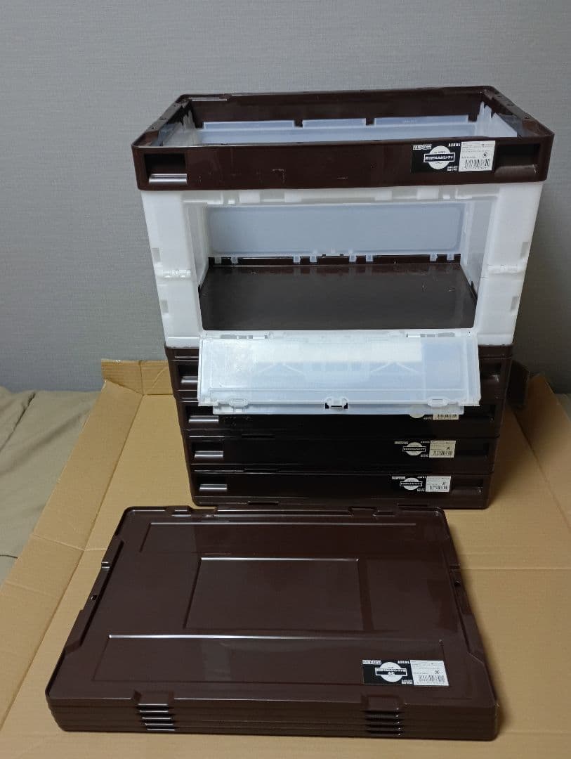 中古③　5個セット　折りたたみコンテナ　50L 長辺扉付　蓋あり RISU（リス） 折りたたみコンテナ 50L 5個セット 収納ボックス