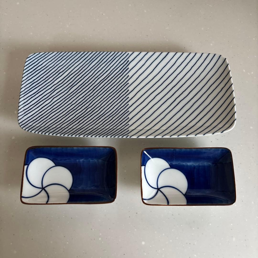 波佐見焼白山陶器重ね縞1枚ねじり梅2枚セット - メルカリ