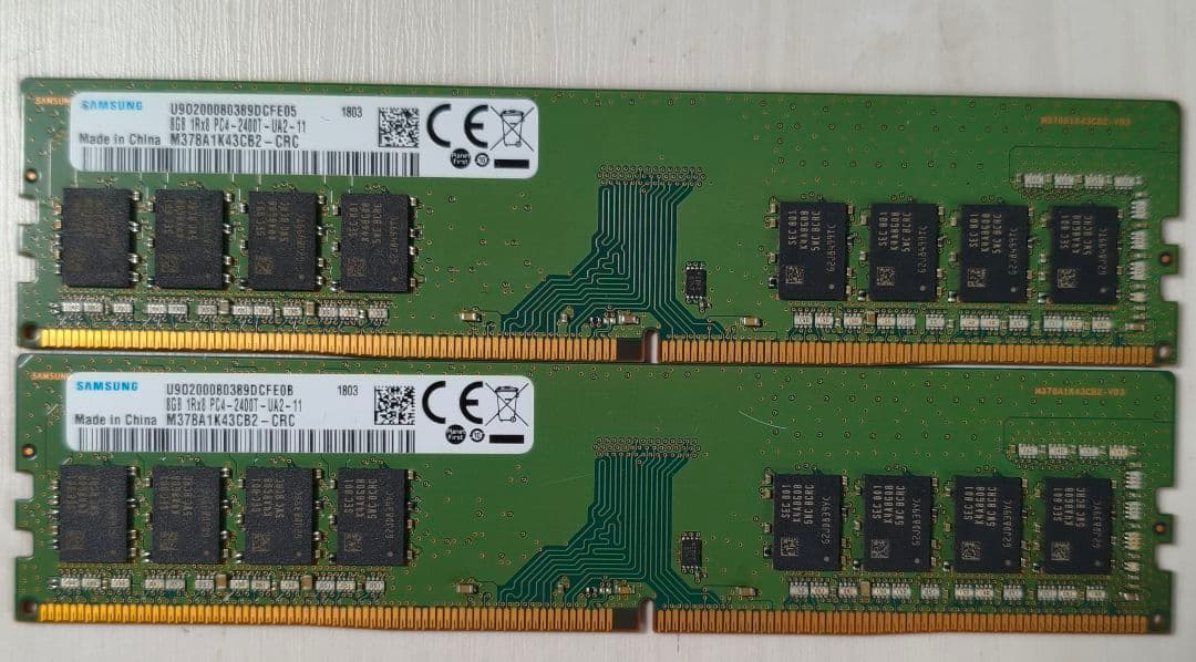 メモリ　SAMSUNG DDR4 2400MHz 8GB×2 SAMSUNG（サムスン） 8GB 1Rx8 PC4-2400T-UA2-11 DIMM 288pin